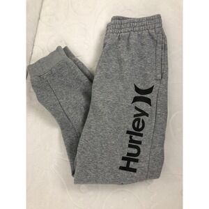 Hurley Pants Mens L Gray Fleece Sweatpants Elastic Waist Pockets Tapered